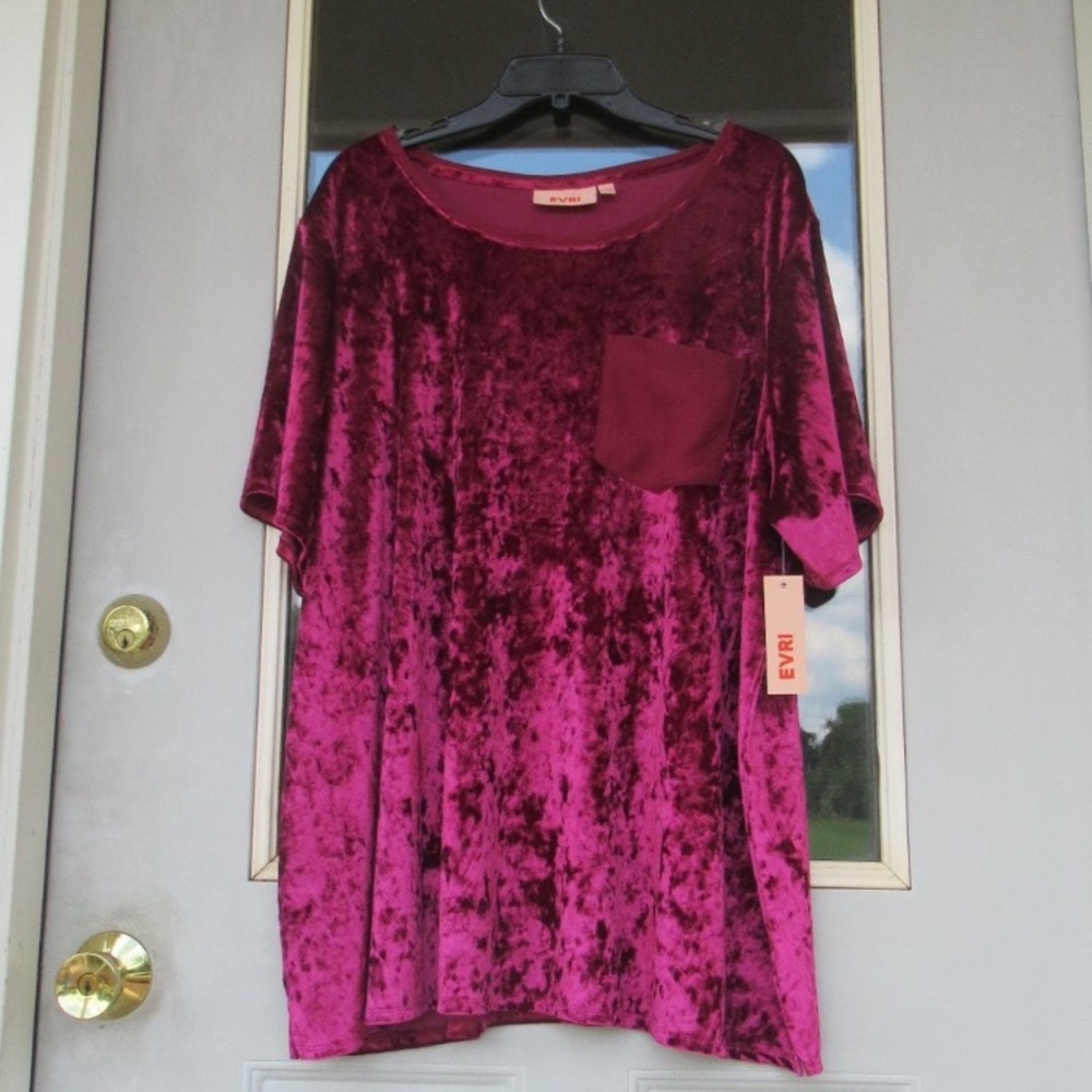 3X EVRI velvet like top with pocket size 3X - Picture 13 of 17